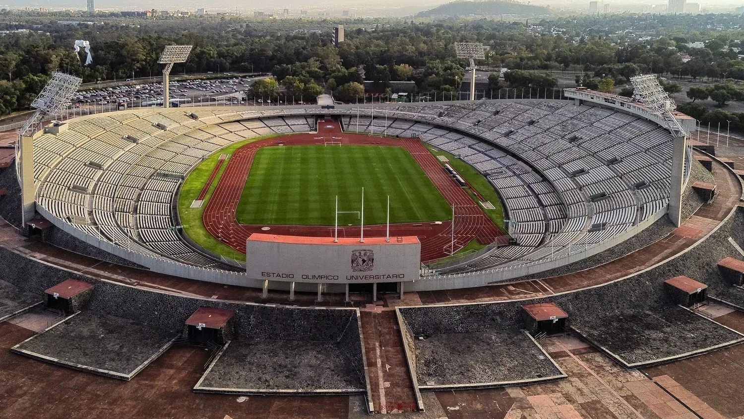 Vista aérea del Estadio Olímpico Universitario de la UNAM