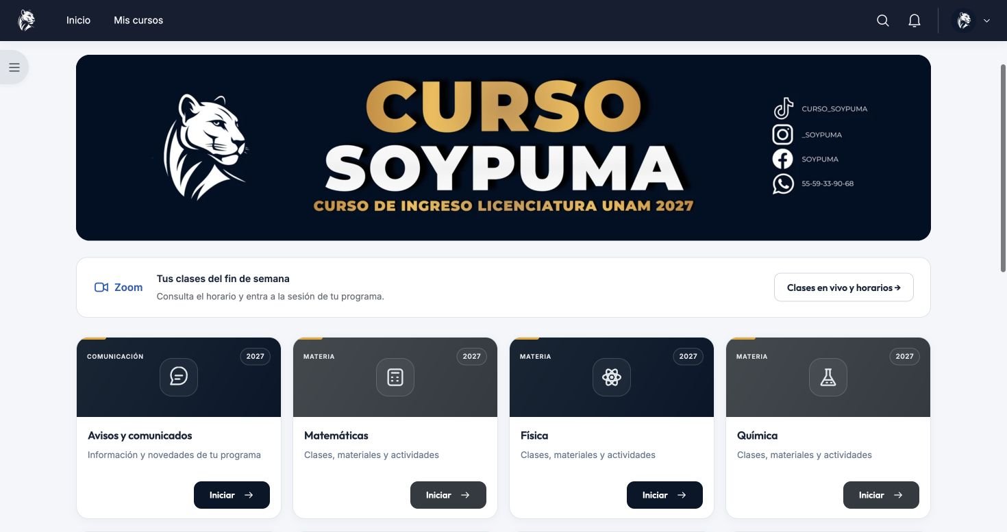 Campus de Licenciatura en computadora, con materias y acceso a clases en vivo